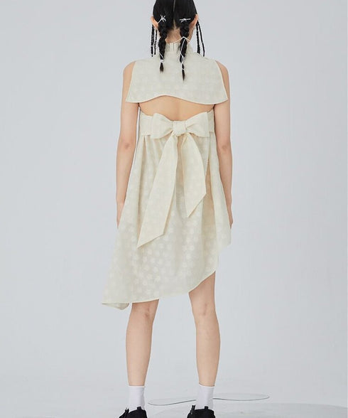 Dot Jacquard Asymmetric Dress